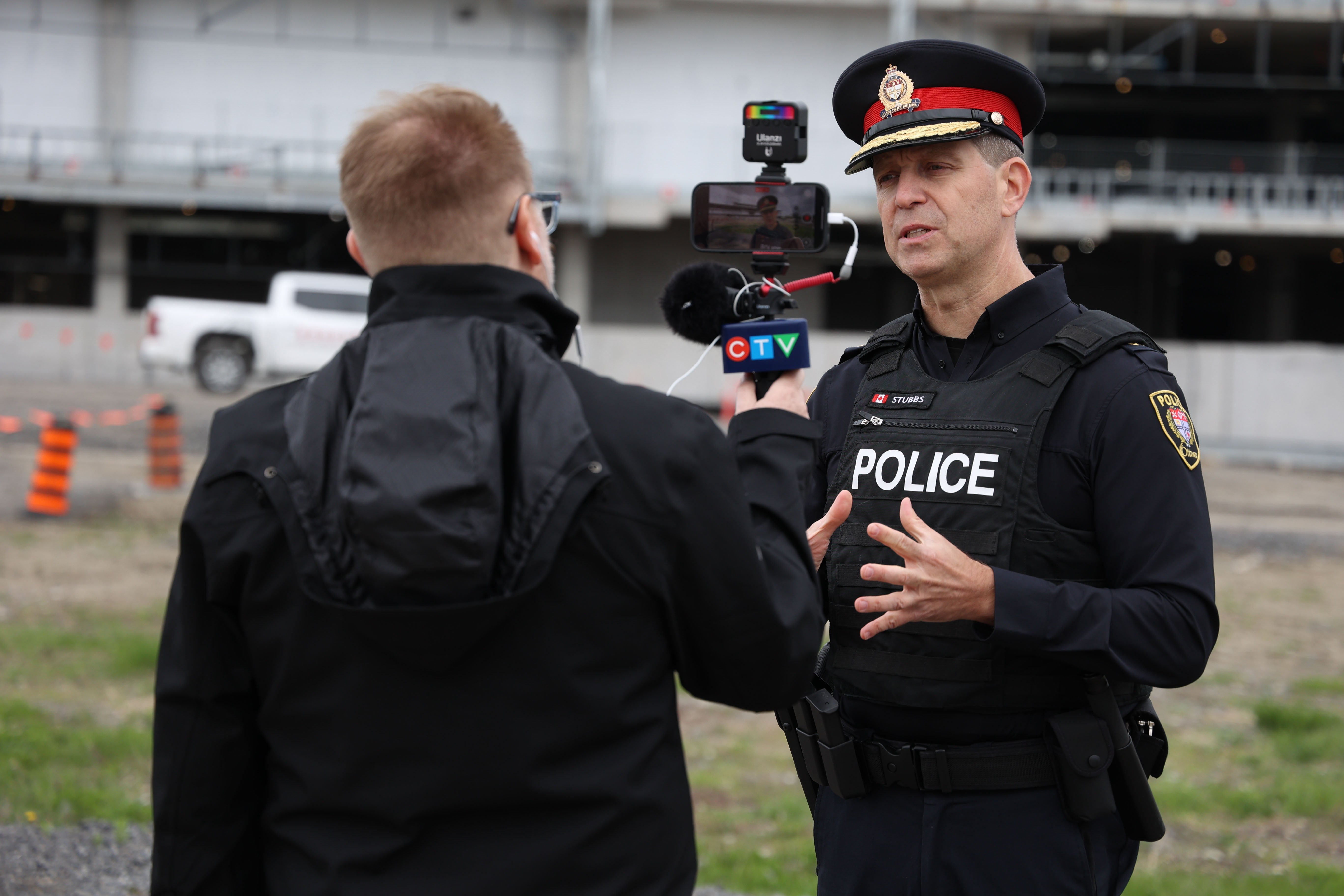 Chief Eric Stubbs speaking with CTV at the new South Station site.