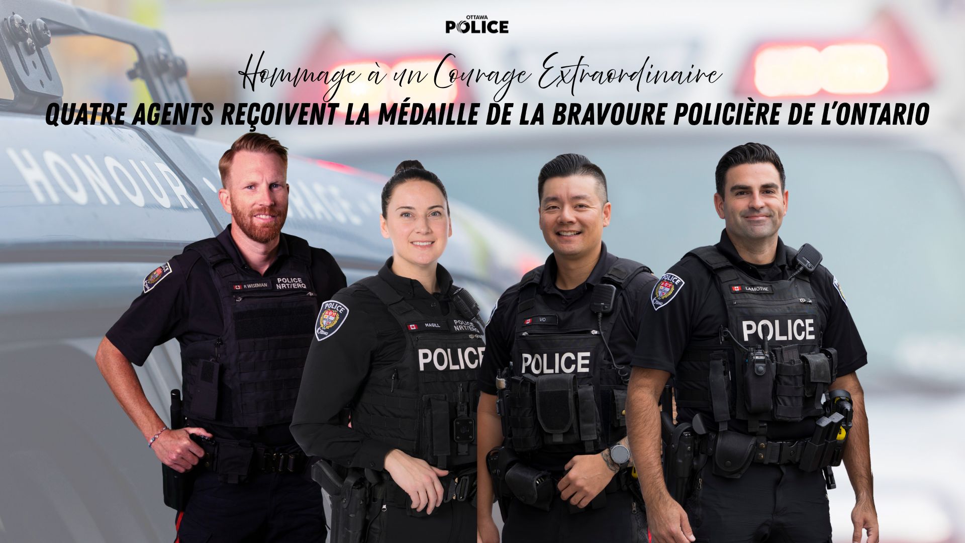 Quatre Agents du SPO Reçoivent la Médaille de la Bravoure Policière de l’Ontario