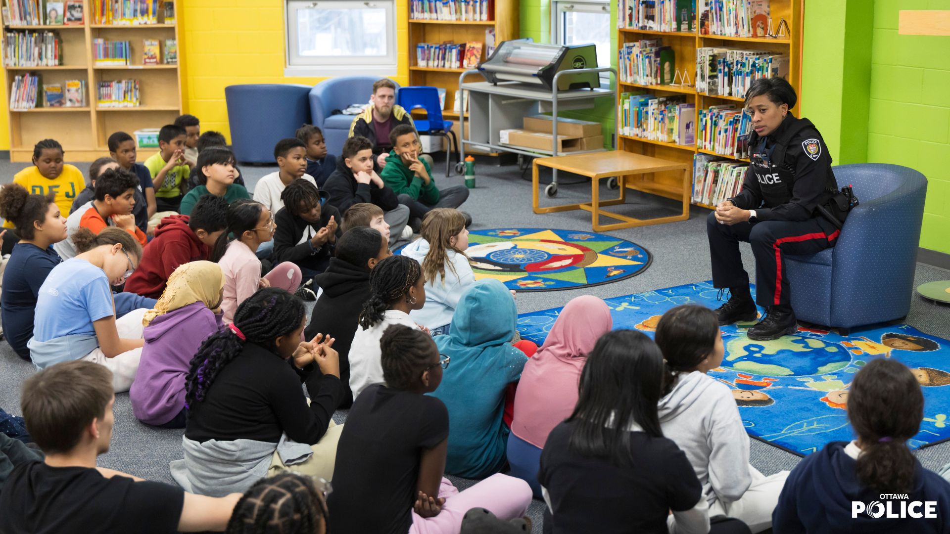 Cst. Cst. Fern John-Simon attended Dr. F.J. McDonald School to read to the students and share her story for Black History Month.