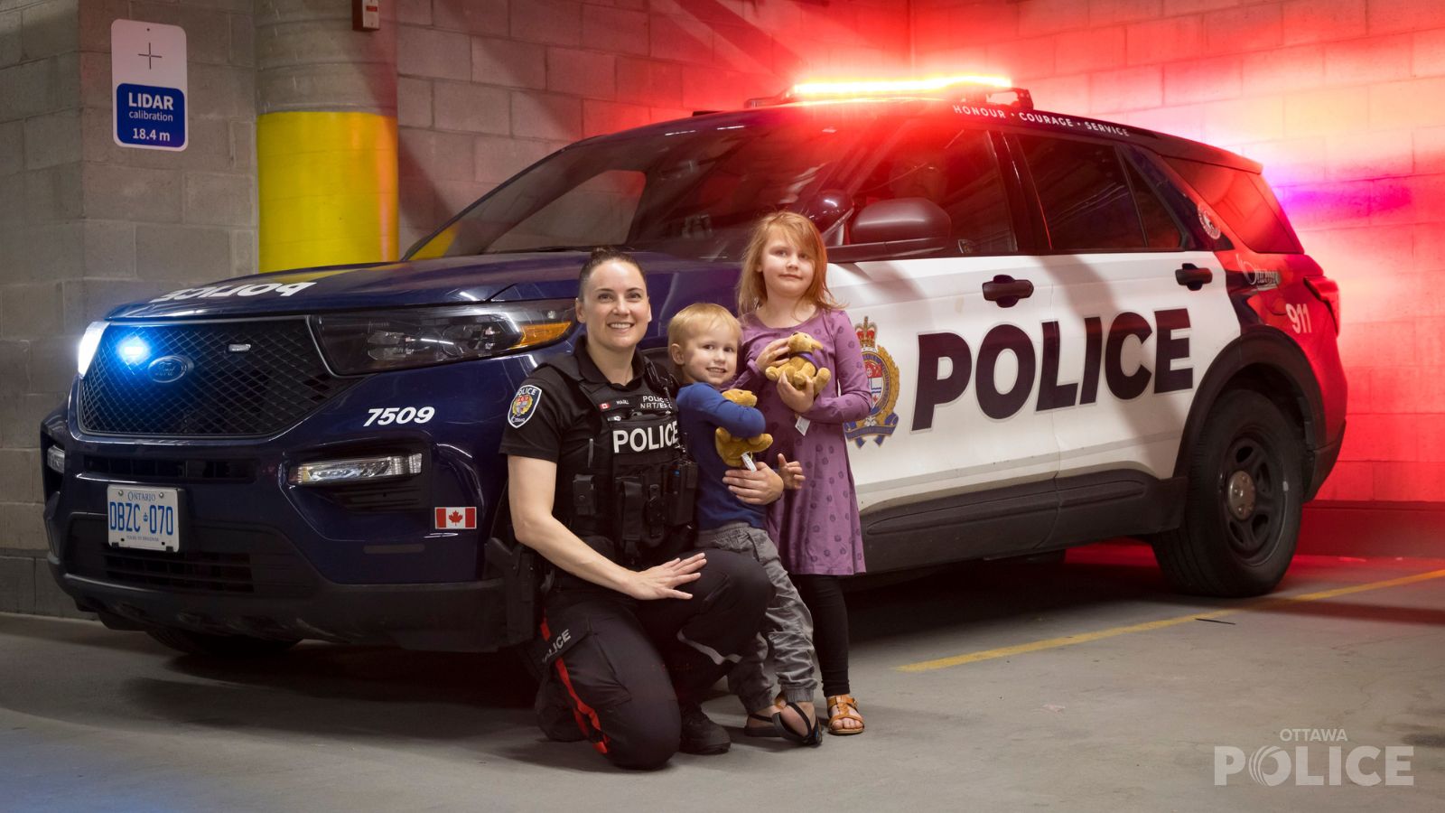 Jack and his sister Tessa with Cst. Paddye Magill