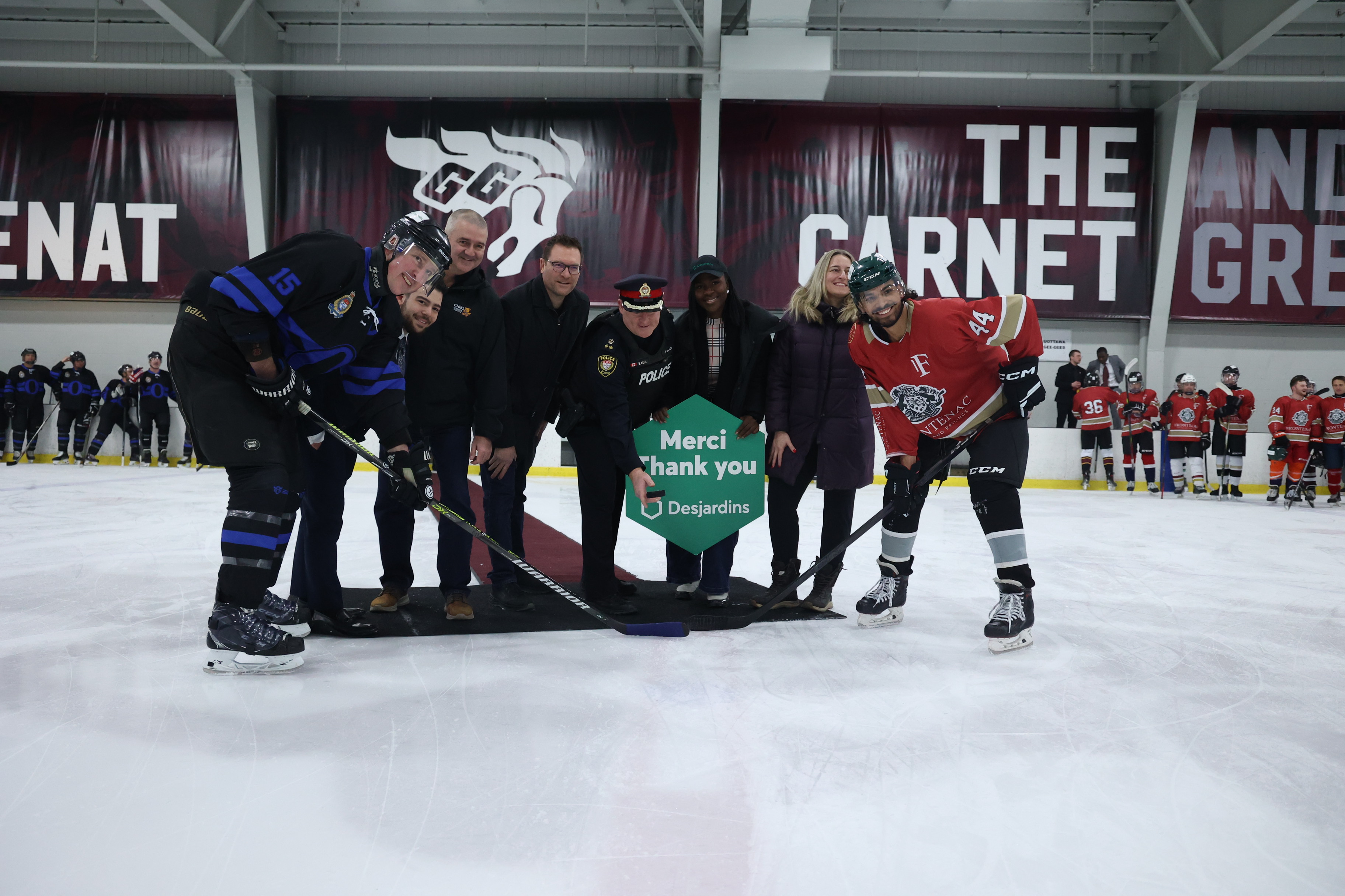 Justice on Ice: a hockey game in support of CHEO foundation, puck drop by DC Bell.