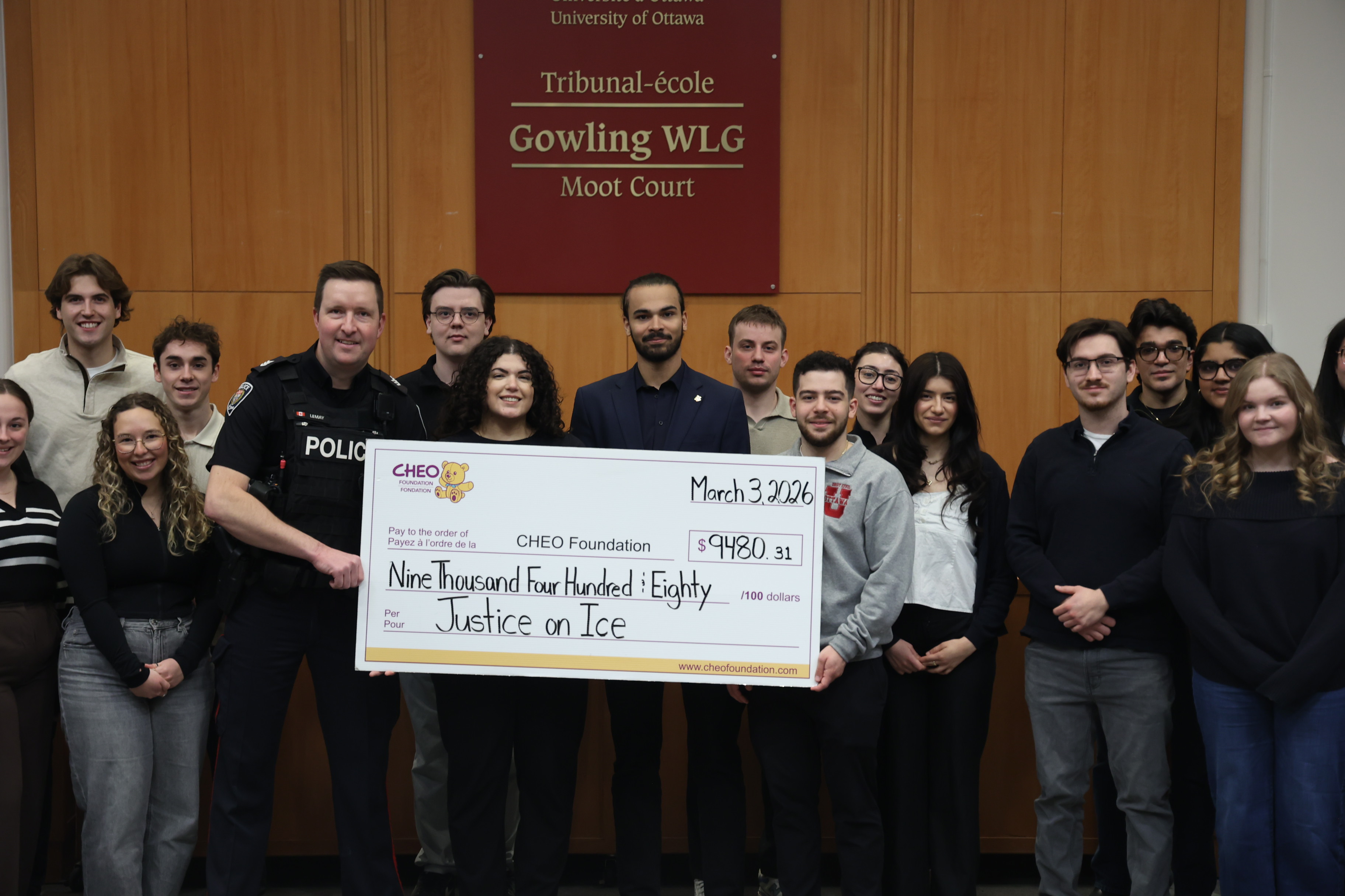 Hockey for a Cause: Justice on Ice Donates $9,480 to CHEO