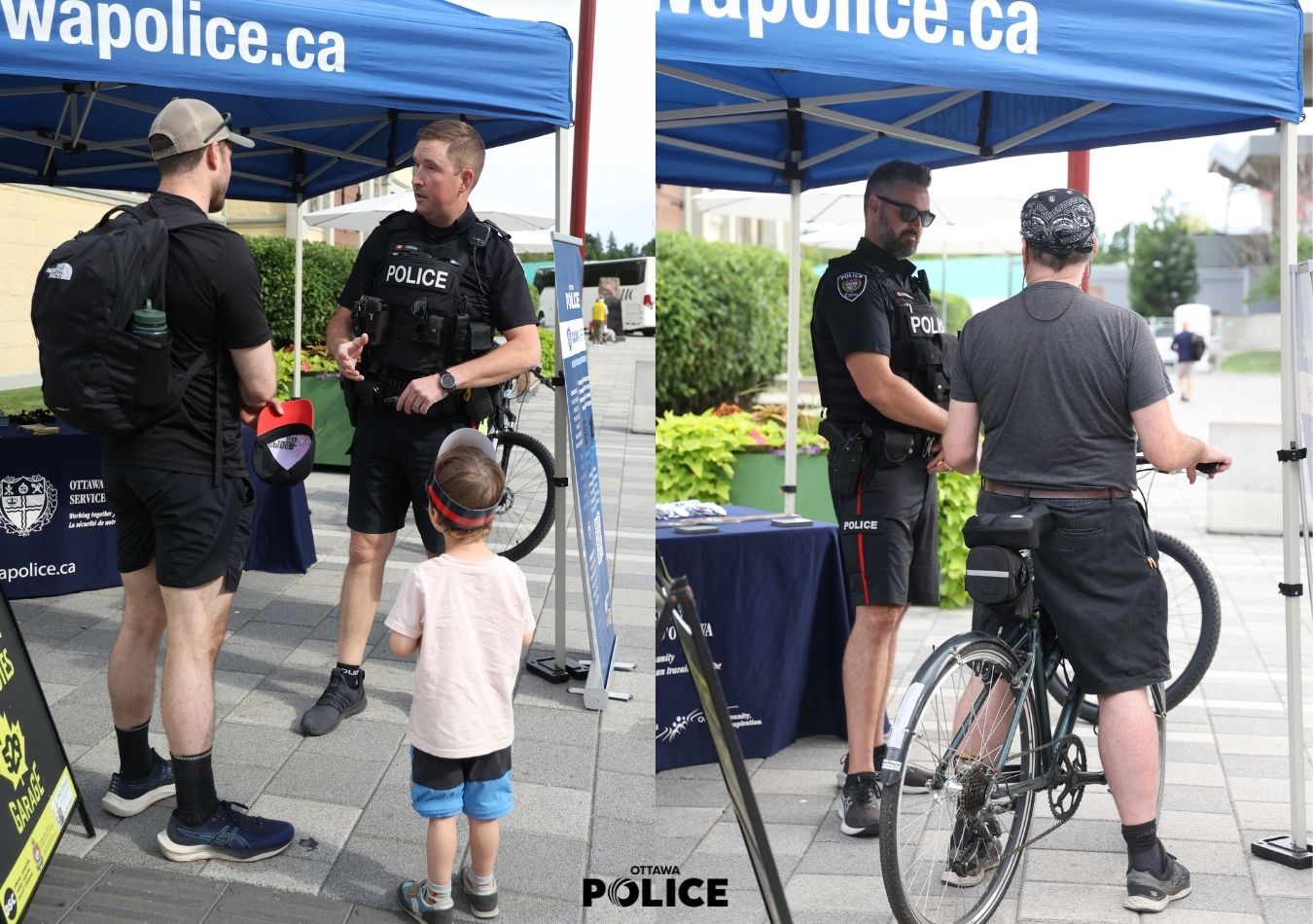 Officers at Lansdowne Park chatting with community members.