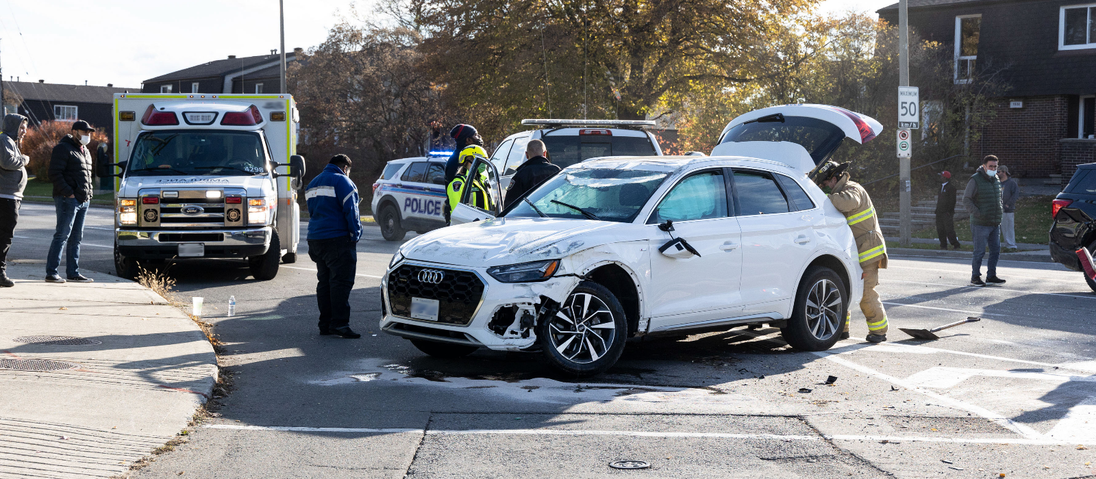 First responders attending to a collision