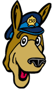 Graphic drawing of a police dog named Officer Blue