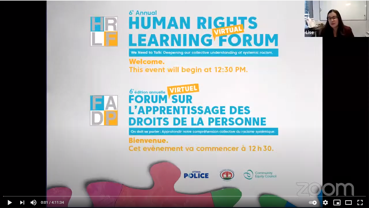 Regardez le Forum sur l'apprentissage des droits de la personne 2020