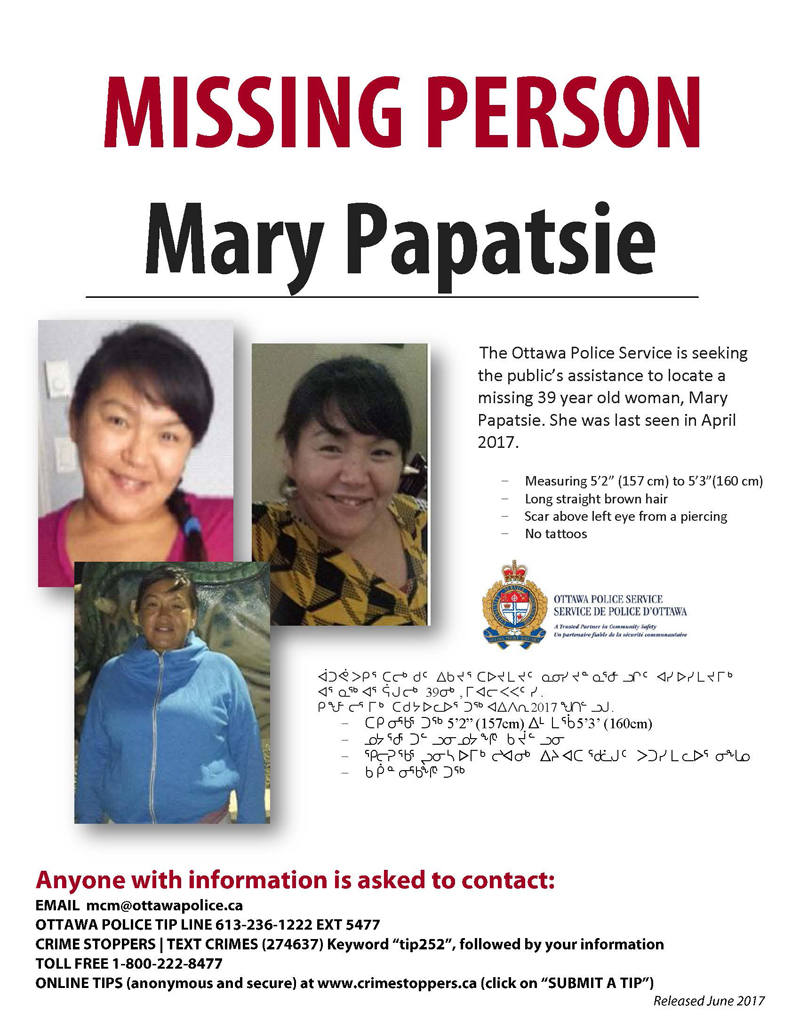 Missing Person Mary Papatsie-June 2017-web