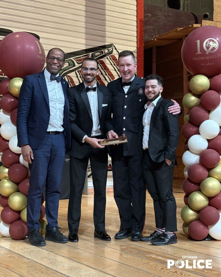 Honourable Greg Fergus, Sgt. Sebastient Lemay, Royston Guay and Thomas Di Re