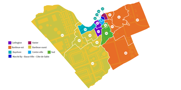 Carte des zones de l'équipe de ressources de quartier
