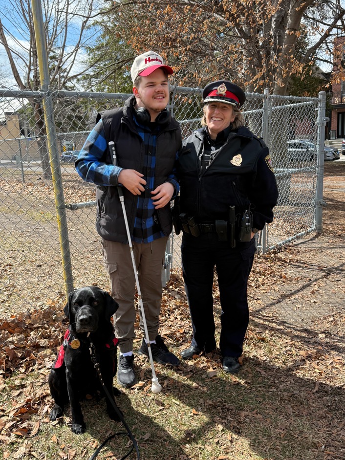 Deputy Chief Trish Ferguson with a participant of the Beeping Eggs Projet.