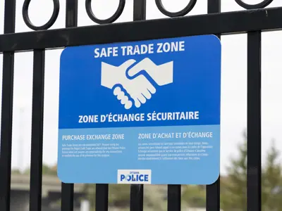 Photo of the Safe Trade Zone signage.